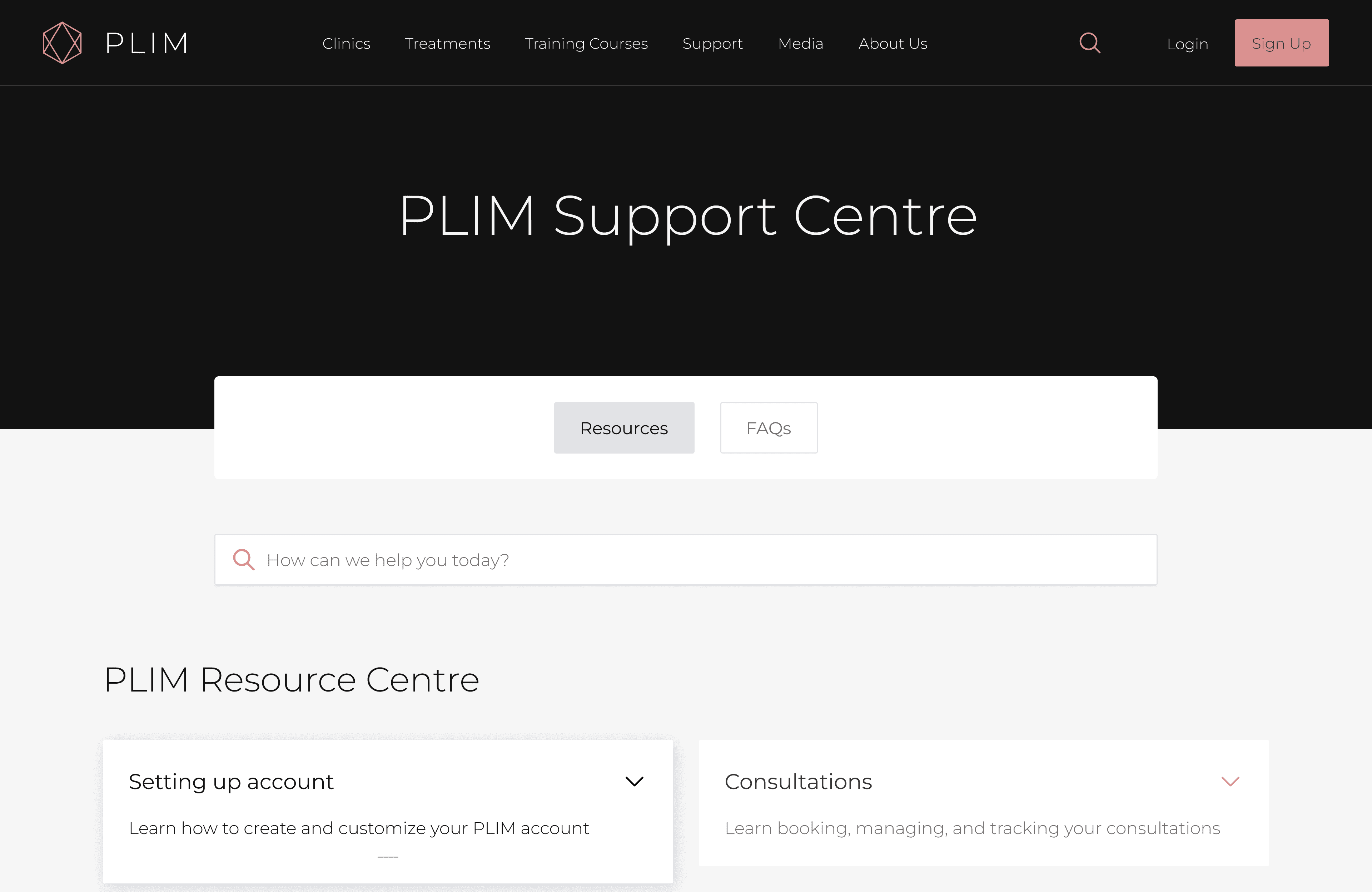 PLIM clinic dashboard home screen